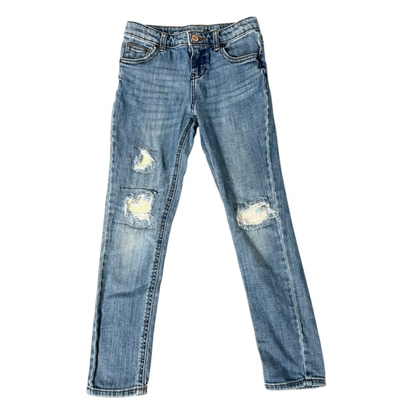 Cat & Jack Girl Distressed Blue Jeans W/ Iridescent Sequins - Size 8 - Picture 1 of 11